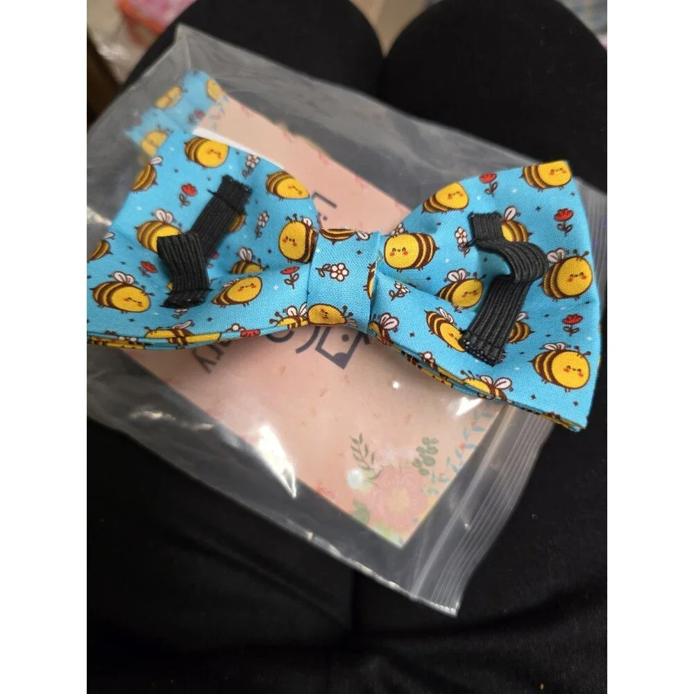 Lionheart Glory Bee Print Dog Collar Large w/ Removable Bow Tie Adjustable